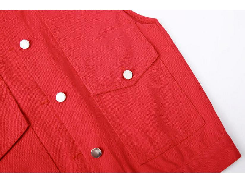 Women's Colorful Denim Vest - Trendy Spring/Autumn Jacket with Large Pockets and Slimming Fit