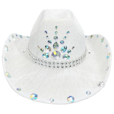 Rhinestones Cowboy Hat for Women Breathable Wide Brims Beach Hat Music Festival Hat Bachelorettes Party Nightclub Hat