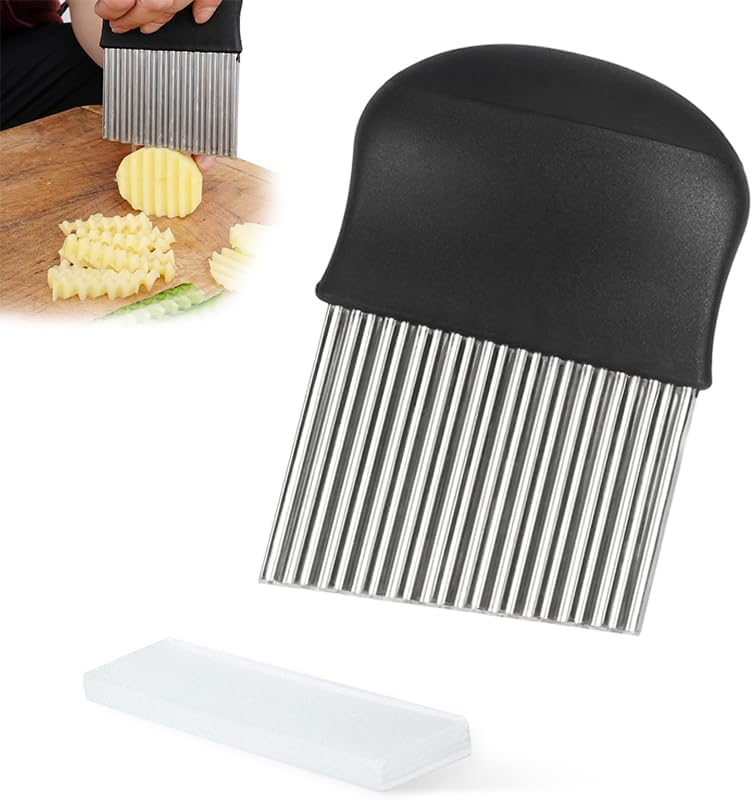 

Волнистый картофель фри с рифлеными краями Волнистый из нержавеющей стали Кухонный для коммерческого и домашнего использования Резак, Резак, Края, Сталь, Посуда, (черный)