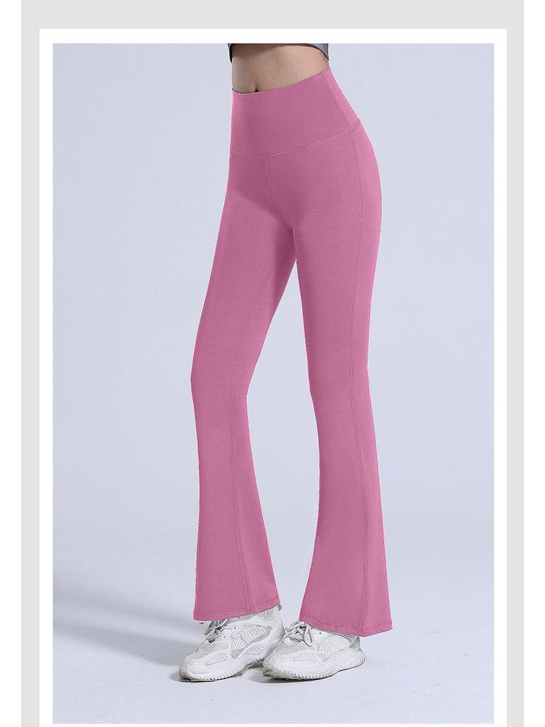 Lulu Women's Nude Feel Flare Yoga Pants – High Waist, Quick-Dry, Hip-Lifting, Slimming, Wide Leg Fitness Tights.