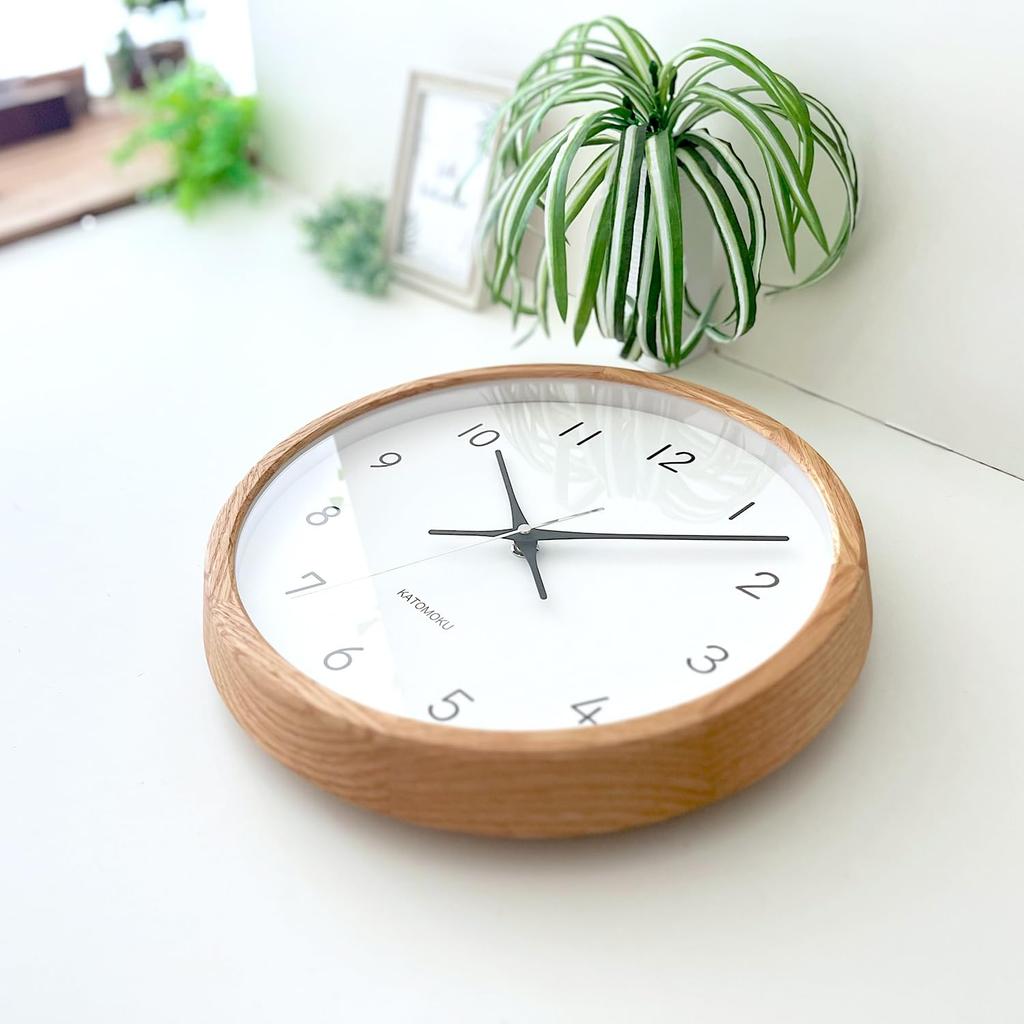 KATOMOKU muku clock 13 Oak km-104OARC Wall Clock, Continuous Second Hand, Diameter 30.0cm (Radio-controlled)