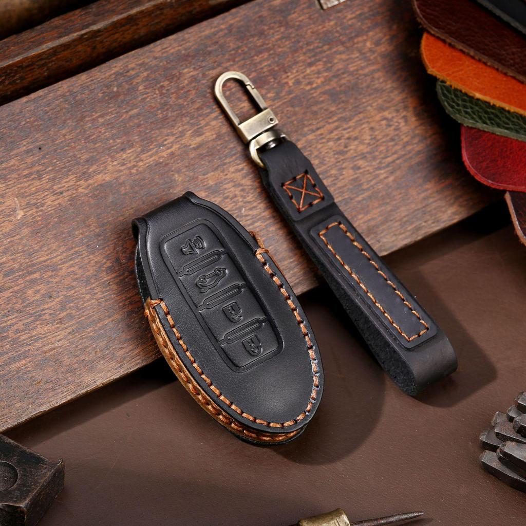 Premium Handmade Leather Car Key Cover for Nissan - All-Inclusive Protection