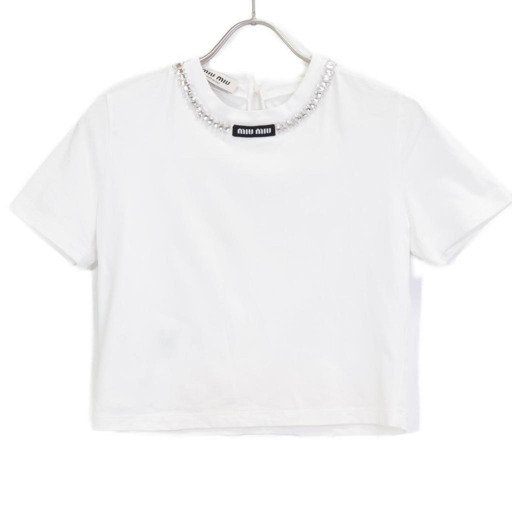 MIUMIU 2012 MJN448 Short Sleeve Top with Visage tops XS whiteUsed