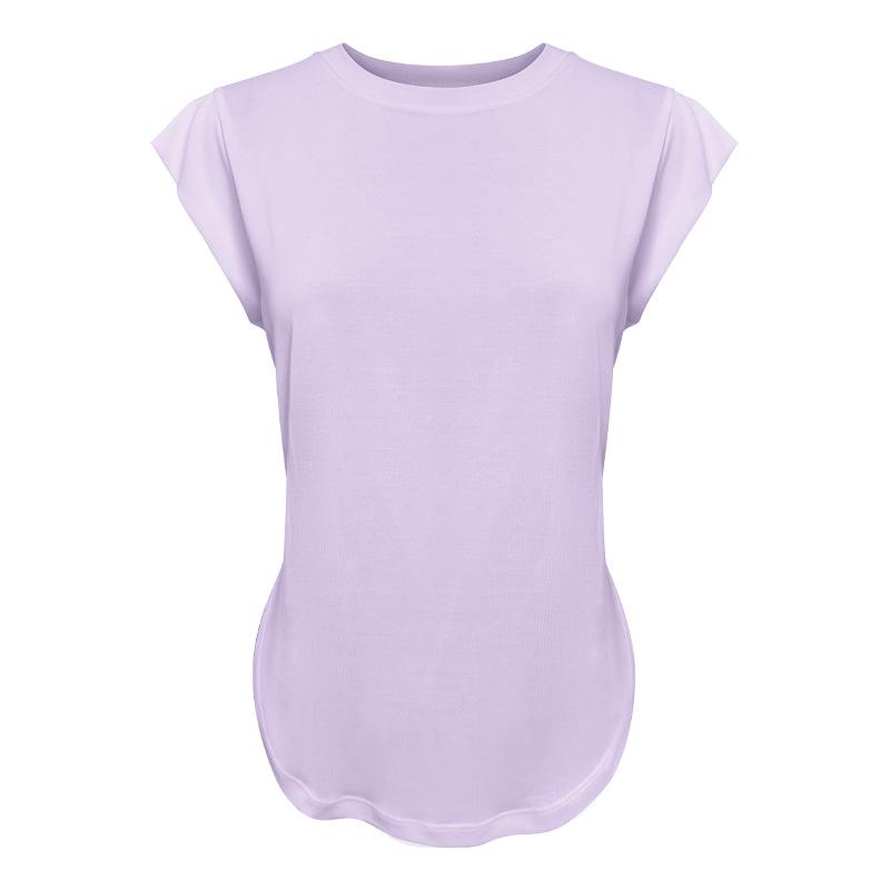 

Женская летняя свободная футболка с разрезом для бега и фитнеса Lulu S светло-фиолетовый