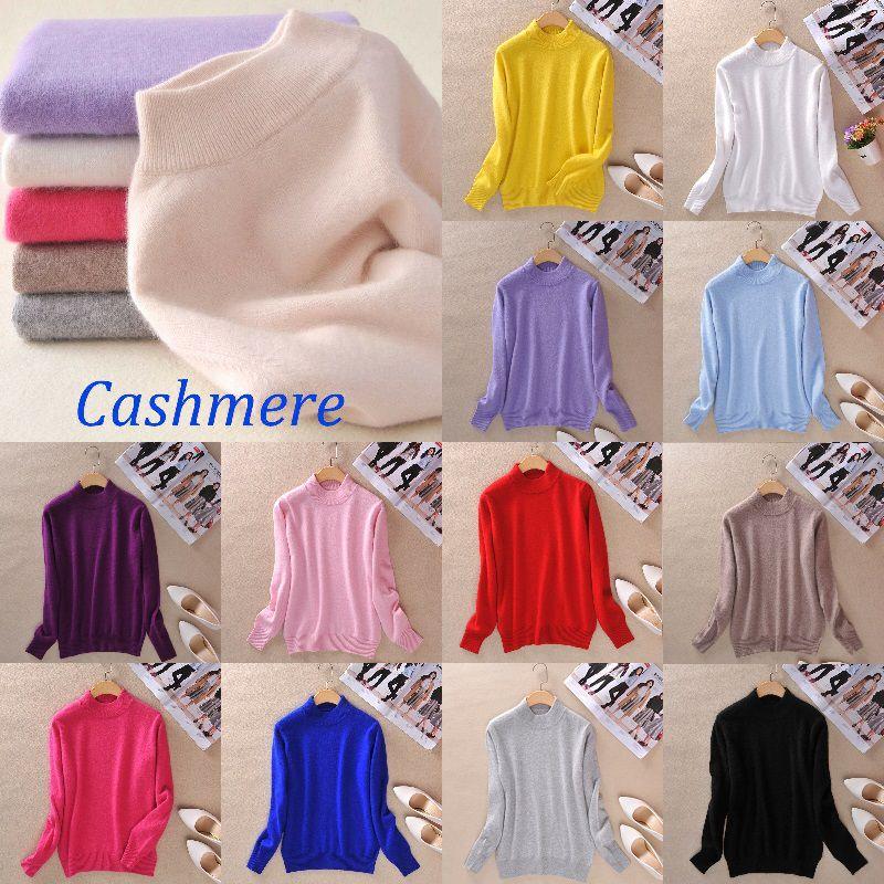Women's Slim Cozy Knitted Half-turtleneck Cashmere Wool Jumper For Winter Warmth