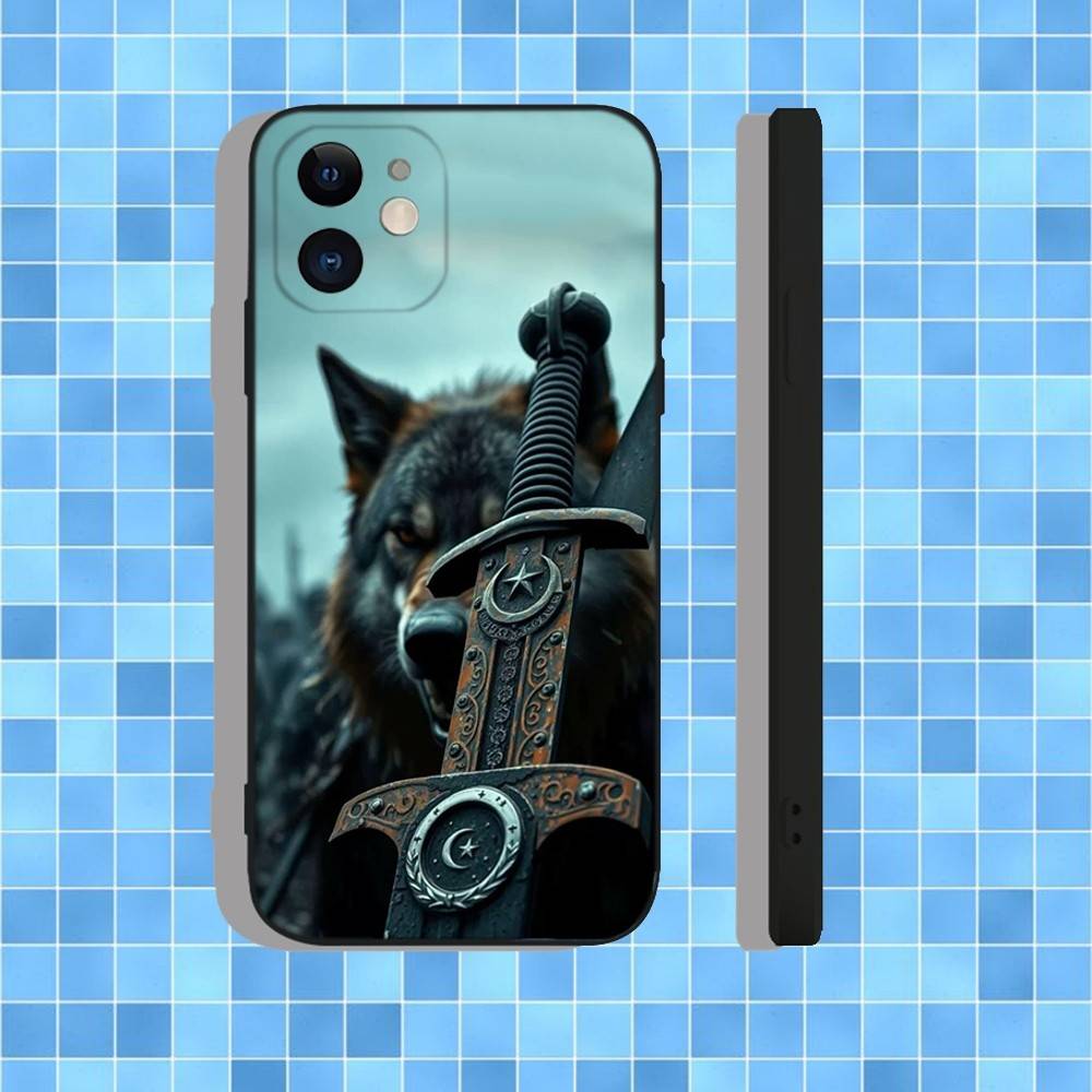 Turk Wolf Turkey Flag Phone Case For iPhone 17,16,15,14,13,12,11,Pro,Max,Plus,Air,X,XS,XR,SE,8,7,Mini,Soft Black Case