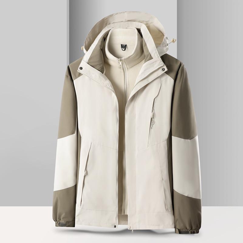 Unisex 3-in-1 Fleece-Lined Jacket Set, Detachable and Customizable with Logo