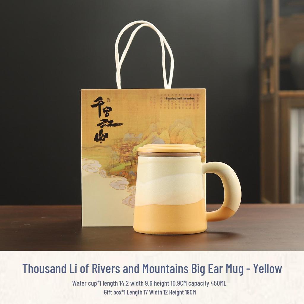 High-Value Ceramic Mug with Tea and Water Separation, Lid, and Filter - Perfect Souvenir or Gift for Annual Meetings