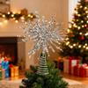 Glitter Xmas Tree Topper Gold/Silver Christmas Decorations Durable Christmas Tree Star Topper