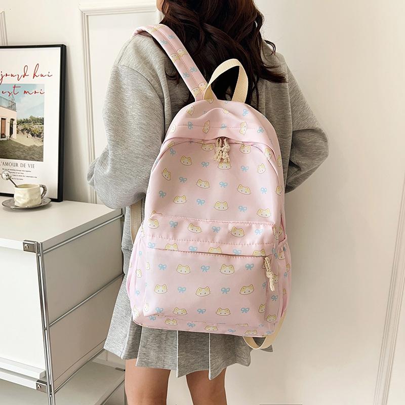 Shoulder Bow Junior High School Students Cat Backpack Girl Large Capacity Cute Backpack Tide.