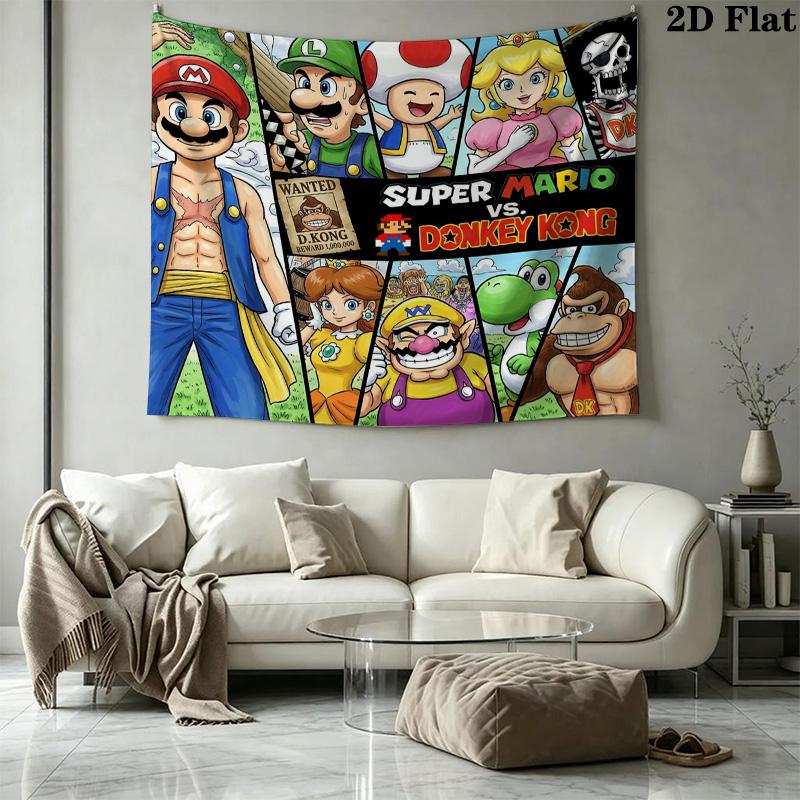 Super Mario Poster Wall Tapestry Aesthetic Wall Hanging Printed Fabric Blanket Decorative Tapestries For Bedroom Living Room Home Decor