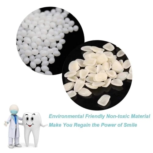 Teeth Repair Kit, Fills Chipped, Broken, and Gapped Dentures, Includes Moldable False Teeth and Heat Bead Replacement Kit. Fills Chipped, Broken, and