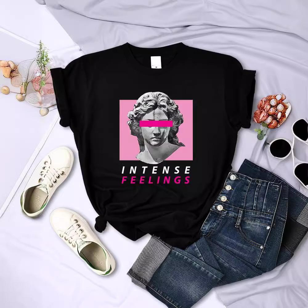 European and American funny T-shirt women's fashion casual clothing summer breathable clothing hip-hop personalized short-sleeved T-shirt