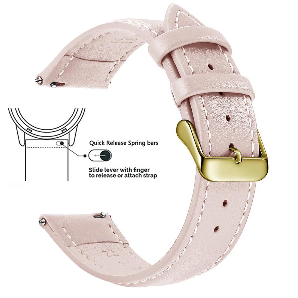 Echtes Lederarmband aus Narbenleder, Schnellverschluss 18mm/20mm/22mm Uhrenarmbänder, Passend für Samsung Galaxy Watch, Garmin Huawei Watch