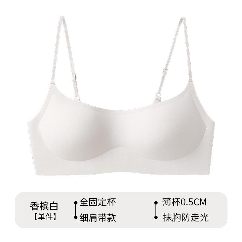 Thin shoulder strap low-necked version! Traceless invisible underwear women's thin cup gathers up, no steel ring low-cut skin tone bra cover