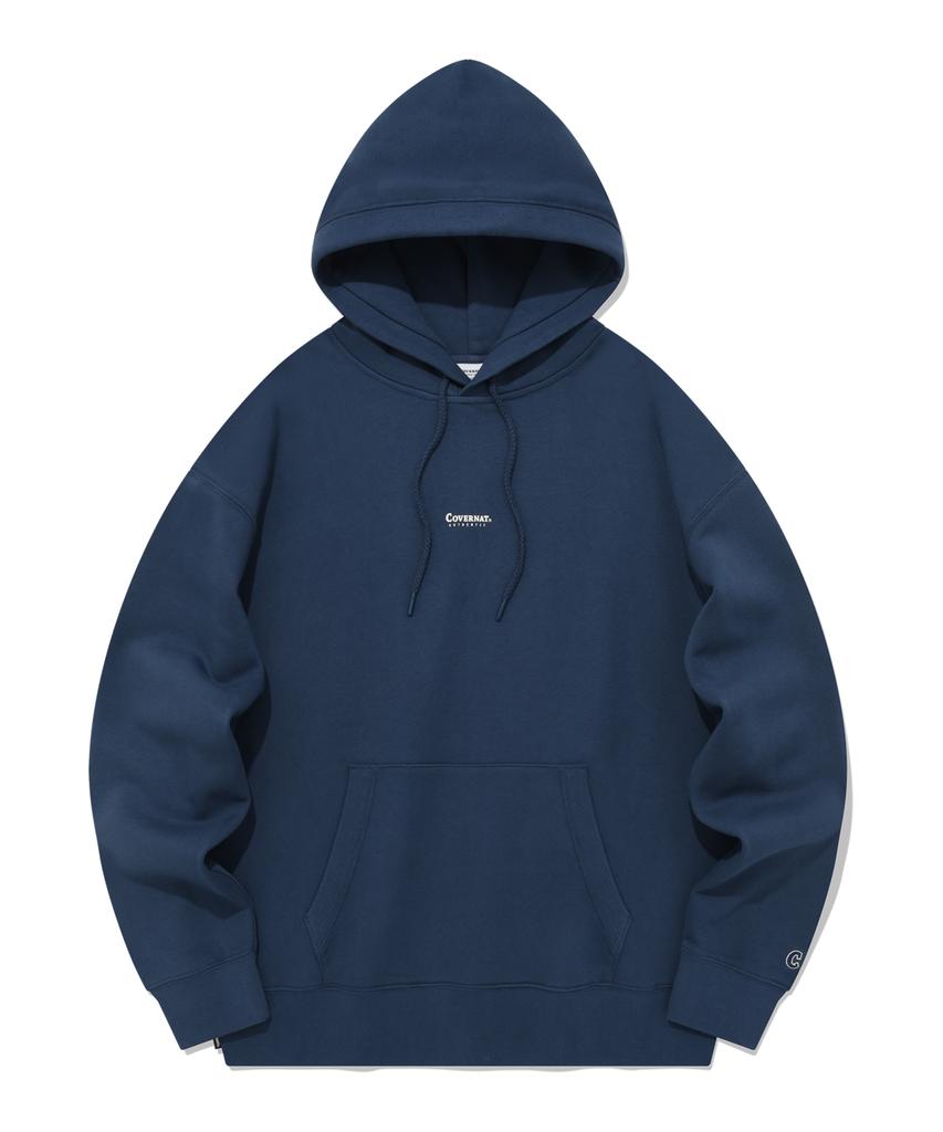 Oversized Small Authentic Logo Hoodie Dark Blue