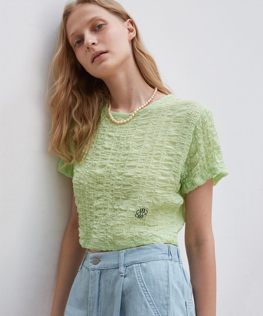 Nigaennikol Nicole Shirring Crop Tee_Light Green