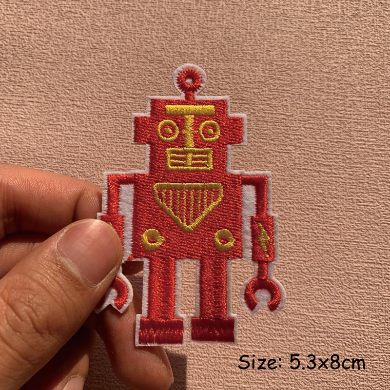 

9 цветов механика вышитая нашивка робот лента пришить железную аппликацию на одежду DIY наклейки 5.3x8cm