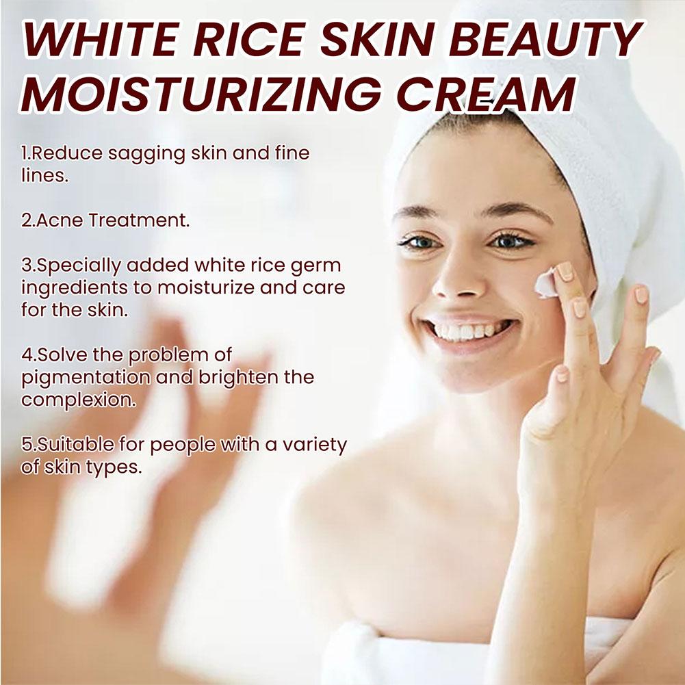 Rice Cream for Face White Rice Essence Brightening Moisturizing Cream Lightweight Moisturizer Face Cream Smooth Lines