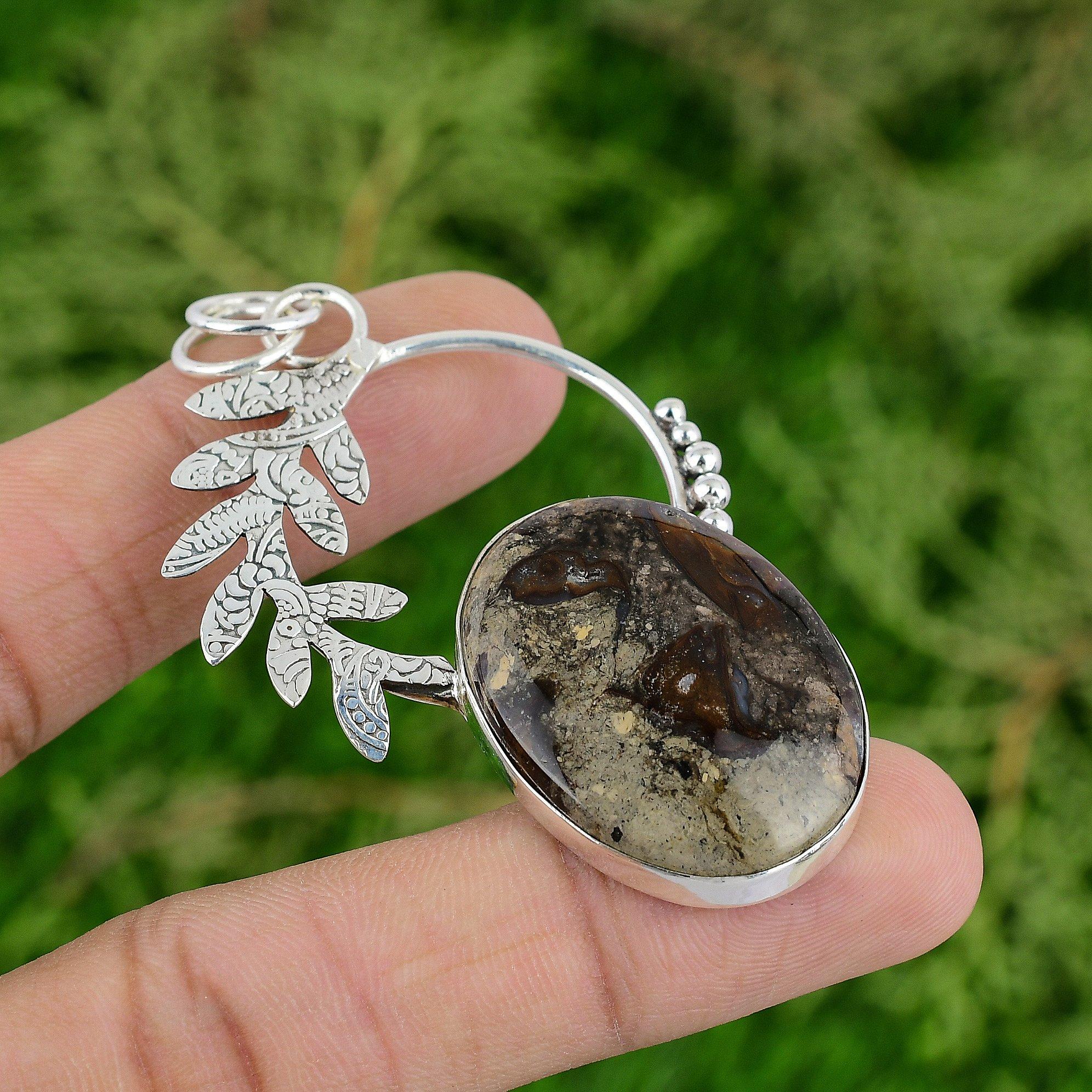 

Daughters Day Sale Natural Rock Calci Bezel Anniversary Pendant Sterling Silver