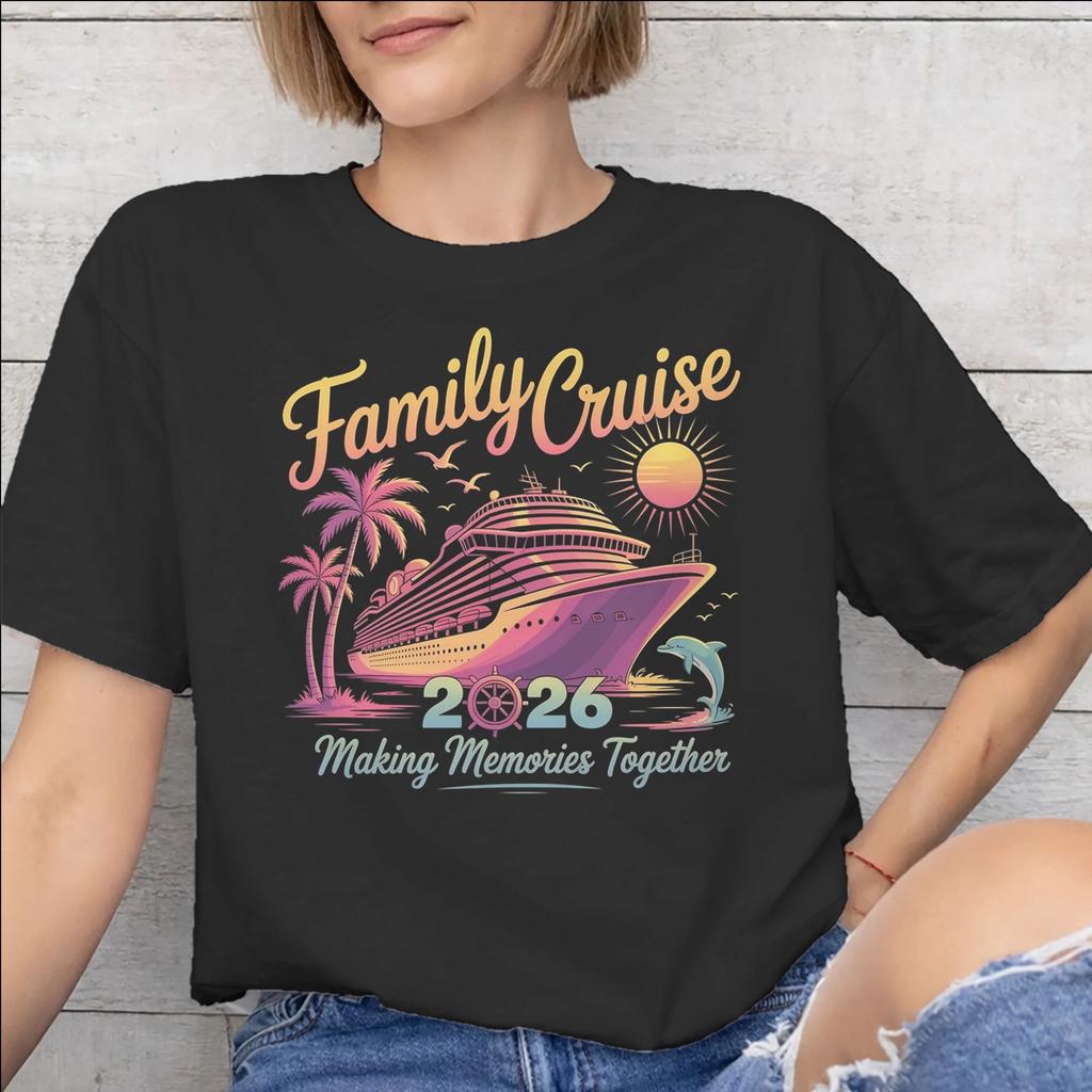 Family Cruise 2026 Tee Shirt for Unisex Unisex Print T Shirts Making Memories Together Cotton Clothes