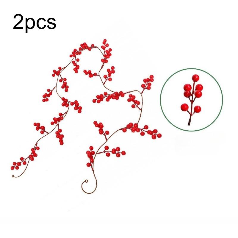 Artificial Red Raspberry Vine - Red Berry Wreath Christmas Decoration - Suitable for Holiday Fireplace Staircase Decorations