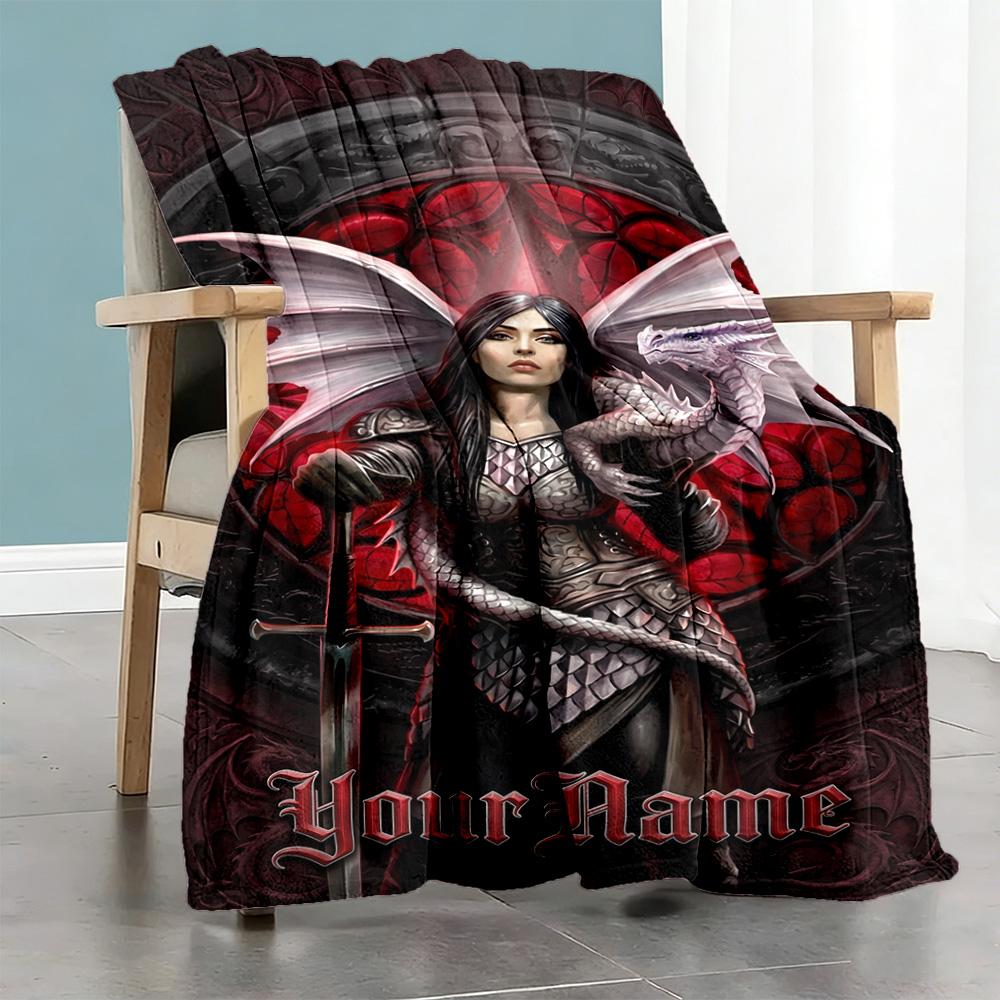 Gothic Illustrations Personalized Name Blanket Lightweight Customizable Blanket Comfortable Versatile for Office Bedding Living Room Sofa
