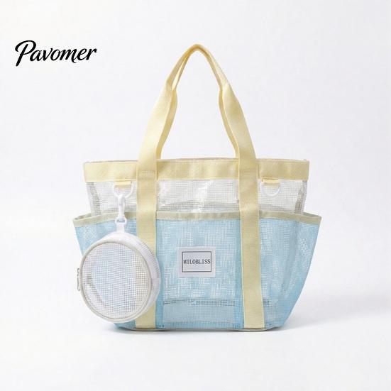 Large Beach Bag Mesh Tote Bag, Family for Toys Women Pouch & Vacation Essentials, Quick Drying Sand-proof Waterproof Storage Travel