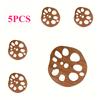 5/10pcs Elegant Lotus Root Design Coasters Heat-Resistant Natural Brown Wooden Surface for Hot Drinks Kitchen Dining Table Decor