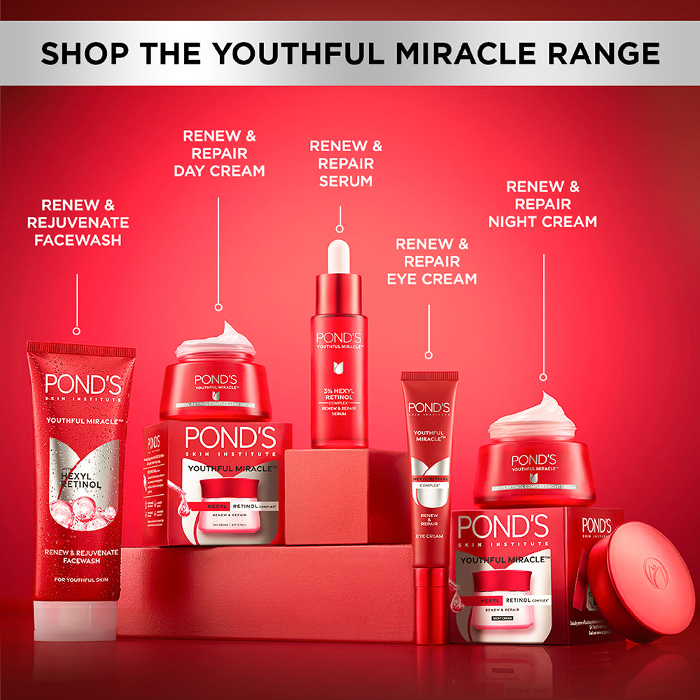 POND'S Age Miracle Youthful Glow Day Cream With SPF 15 PA++ For Fine Lines, Sagging Skin, 10% Retinol-Collagen B3 Complex, 35g