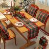 Holiday Home Table Linens Retro Plaid Christmas Runner, Red Ruffled Trim Decorative Mat, Classic British Style Flag & Green Mat for Dining,