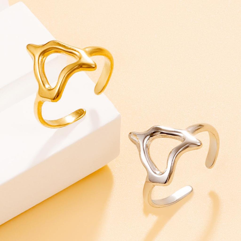 Irregular Heart Open Stainless Steel Ring - Sweet Fairy Style Fashion Jewelry
