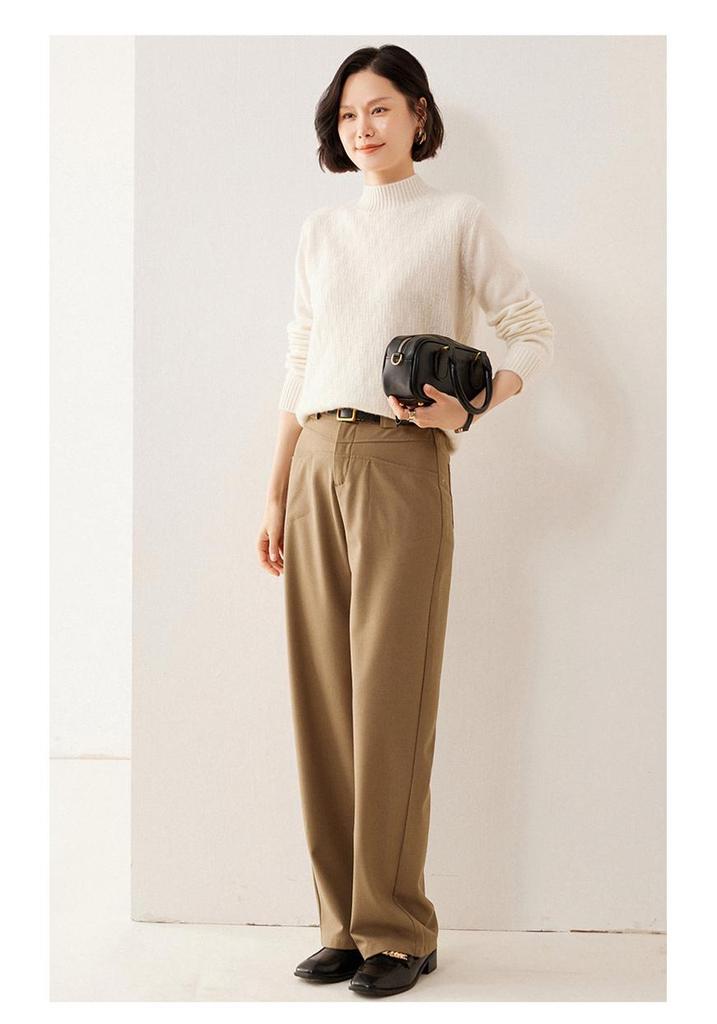 Women's High-Neck Cashmere Sweater: Thick, Solid Knitwear for Autumn/Winter