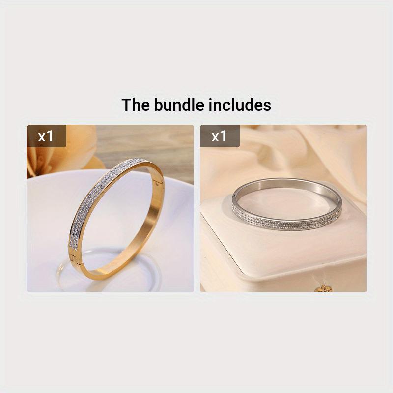1pc Stainless Steel Bracelet Korean Style Simple Rose Gold Starry Pattern ins Wind-resistant, non-fading bracelet