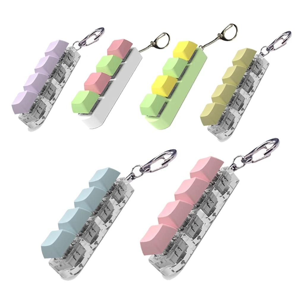 Button Keycap Fidget Keychain 4 Keys Keyboard Decompression Toys DIY Mechanical Key Toy for Adult To Relief Stress Pass The Time