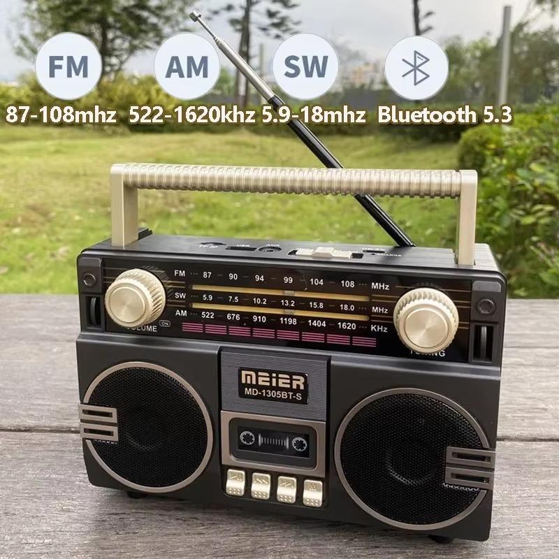 Retro Solární Rádio FM AM SW Přenosný Přijímač Bluetooth 5.3 Reproduktor MP3 Přehrávač Hudby Podpora USB TF Karta Nabíjení Typu C