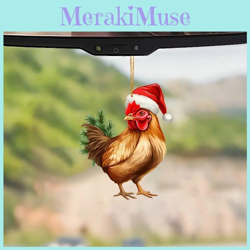 Creative Acrylic Christmas Tree Ornament Features Charming Cartoon Rooster Design For Holiday Decor