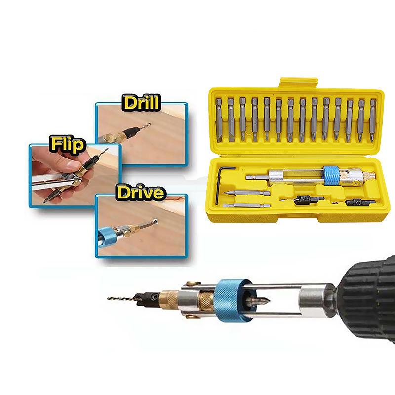 20-Piece High-Speed Steel Drill & Screwdriver Bit Set with Quick-Change Air Wrench Adapter