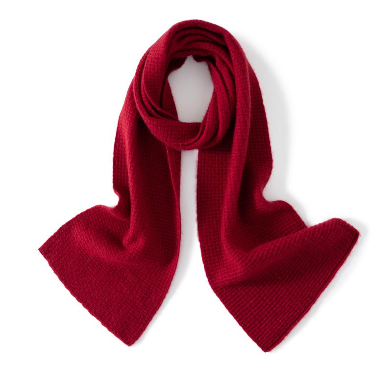 Solid Color 100% Cashmere Thickened Knitted Mid-Length Scarf Winter Fashionable Warm Unisex Scarf for Couples Festival Gift