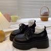 Fashion Winter Shoes Women British Style Oxfords Clogs Platform Female Footwear Autumn Preppy Leather New Retro Cross Creepers Dress