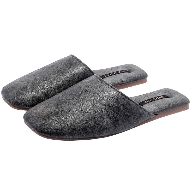 Cloud Group Autumn Minimalist Leather Slippers: Unisex, Non-Slip, All-Season Indoor Shoes