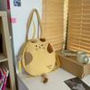 Japanese Ins Cute Cartoon Student Make-up Bag Shoulder Bag Female Soft Cute Funny Cat Messenger Bag Canvas Big Pocket