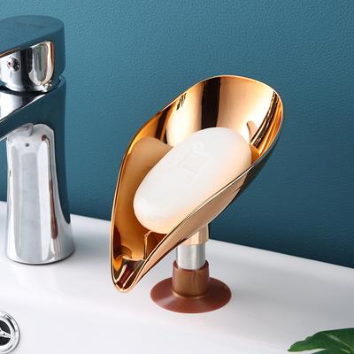 Portasapone di lusso a forma di foglia color oro Portasapone di scarico Accessori per il bagno in stile nordico Gadget per vassoio portasapone per lavanderia