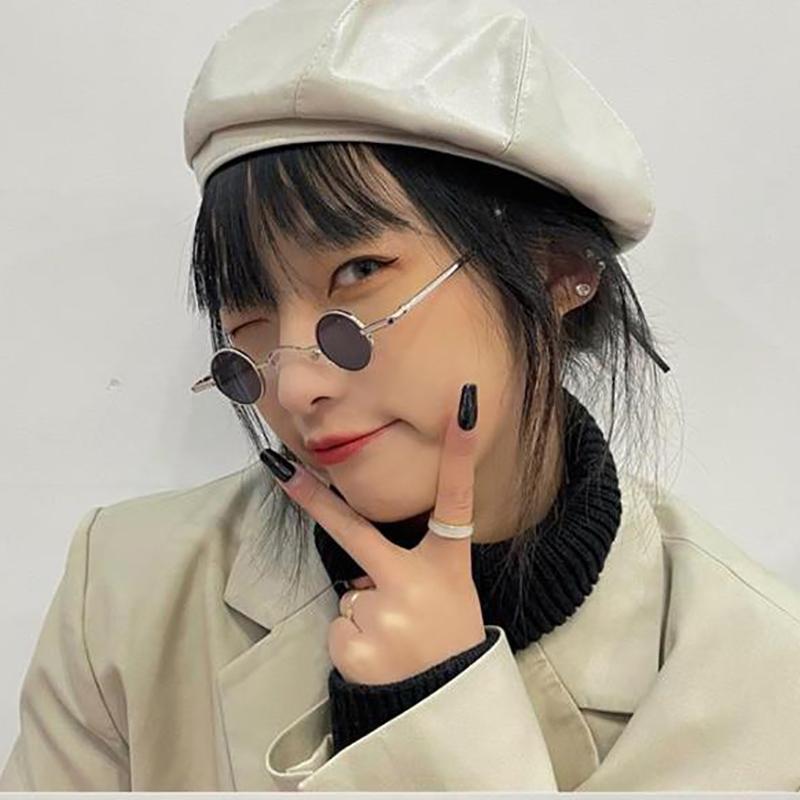 Luxury vintage Mirror punk small size Sunglasses Women/Men Classic Round Outdoor hip hop Sun Glasses UV400 Small frame glasses