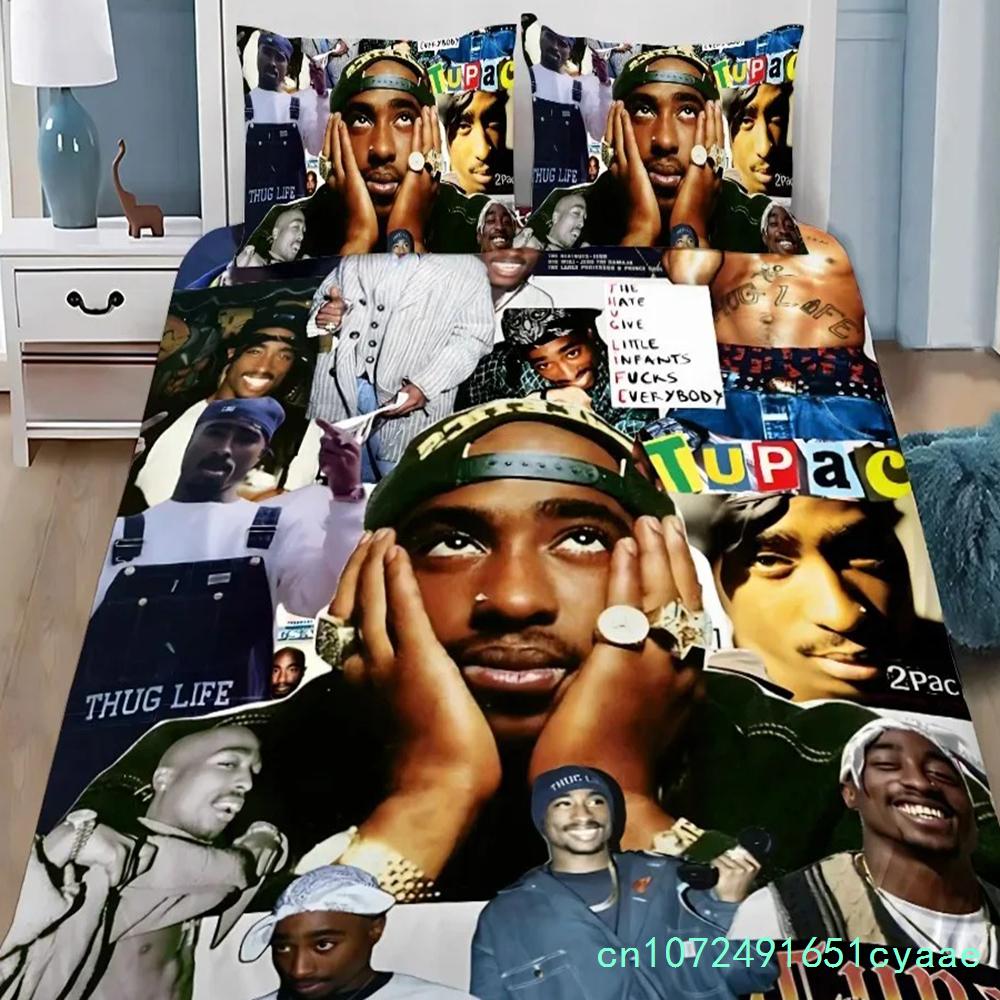 Nádherná 3D tapeta 2Pac Tupac Hip Hop Digitální tisk Ložní souprava Přikrývka Postel Mladí Děti Dívky Kluci Dárek