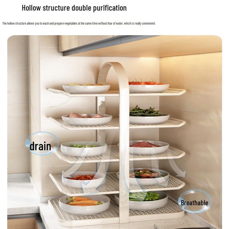 Rack de Armazenamento Multicamadas de Ferro Nórdico para Preparação de Alimentos