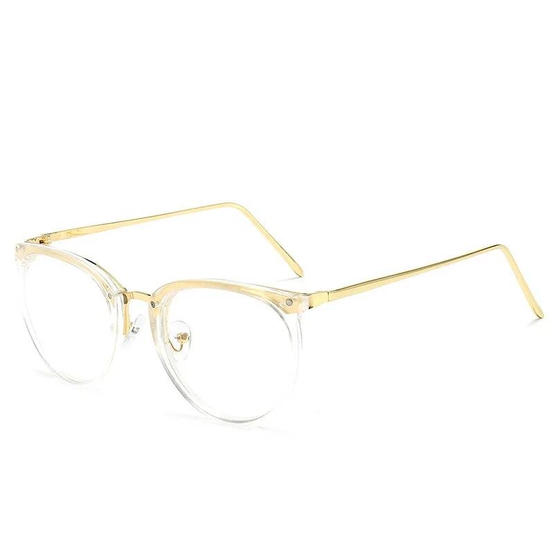 Optical Glasses Frame Women Men Round Oversized Eyeglasses Frames Metal Spectacles Clear Lenses Glasses Women