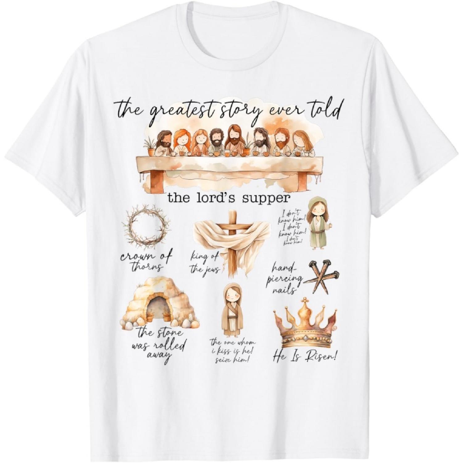 Christian Easter Last Supper He is Risen Cross Thorns 3 Days T-Shirt XXXXXL белый