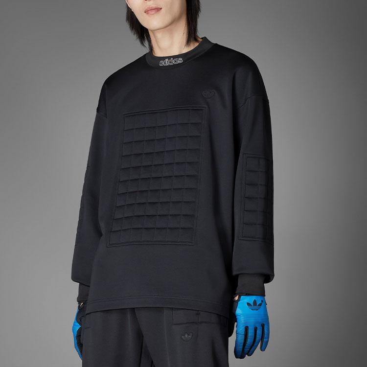 adidas Originals Blue Version Logo Print Crew Neck Sweatshirt Men Tops Black HM6461
