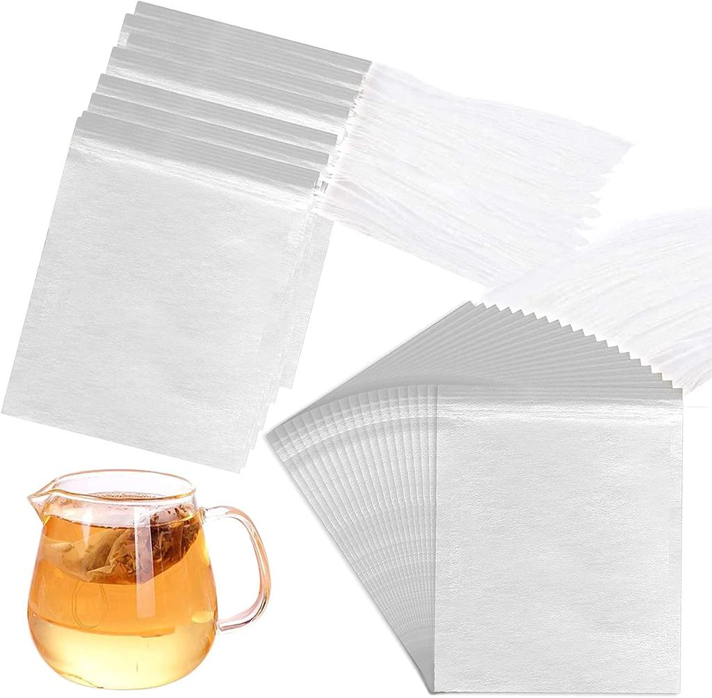 LUCKYBEE Disposable Empty Tea Filter Paper with Strong Natural for Cold Loose Leaf Tea Coffee Count Bags, Drawstring, Penetration, Ingredients, Brew,